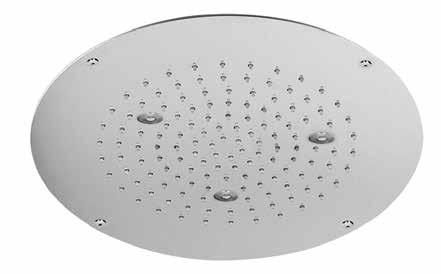 steel square ceiling shower head rain function. Soffione doccia tondo in acciaio incasso a soffitto ø 400 mm. funzione pioggia e cromoterapia ø 400 mms.