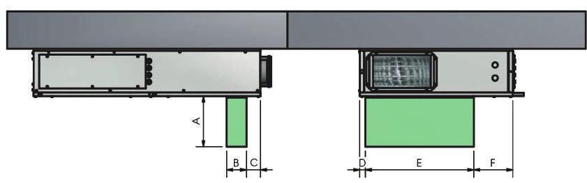 Installazione a soffitto Spazi minimi di manutenzione