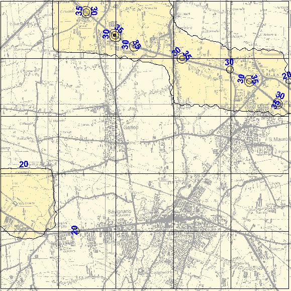 La mappa riporta le medie annuali stimate dal modello, secondo la scala cromatica indicata in legenda.