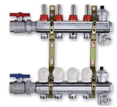 COLLETTORI INOX I collettori di distribuzione preassemblati KEY SOLAR sono progettati e realizzati per la distribuzione e la regolazione del fluido termovettore negli impianti di riscaldamento e