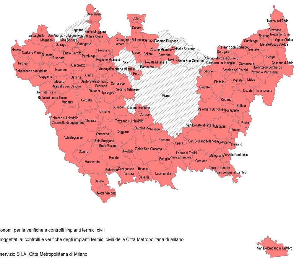 La competenza di Città metropolitana di Milano si estende sul territorio di 127 comuni,