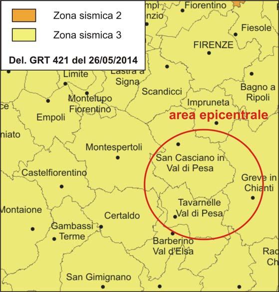 421 del 2014, sono stati confermati in zona sismica 3 (bassa sismicità), come visibile nello