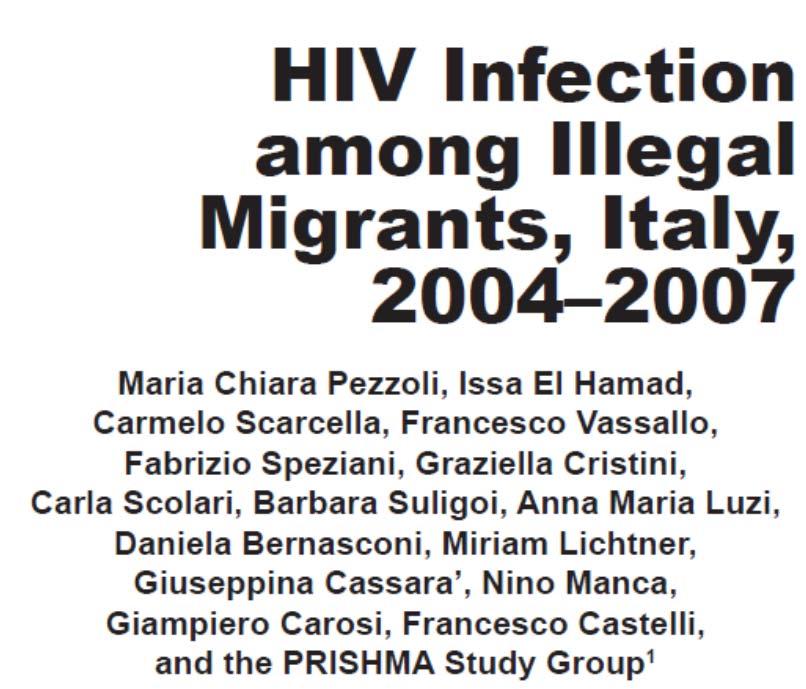 tested 3,003 illegal adult migrants for HIV; 29 (0.97%) were HIV positive.