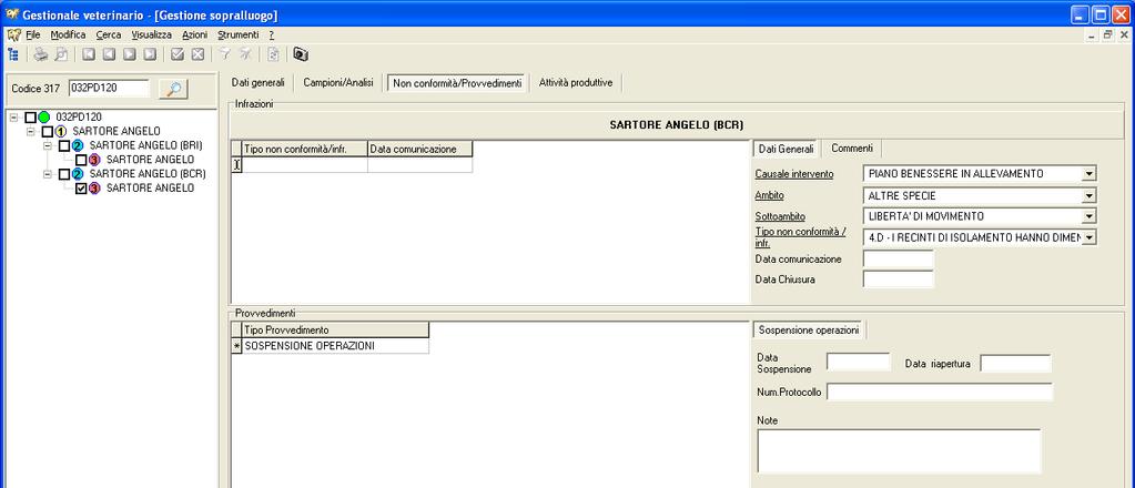 Provvedimento di Rapporto all'autorità Giudiziaria (RAG) Campo Data rapporto Numero protocollo Note Descrizione data rapporto all Autorità Giudiziaria numero protocollo della pratica; campo testo