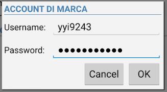 Cliccando su OK, si può procedere all inserimento di Username e Password.