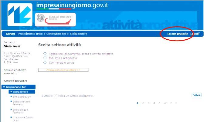 14 Funzionalità Le mie pratiche La funzionalità Le mie pratiche consente all utente di visualizzare, in qualsiasi momento, l elenco delle pratiche aperte sul sistema, sia di quelle ancora in fase di