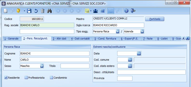 compilato il Codice Stato estero, il campo Tipo Sogg.