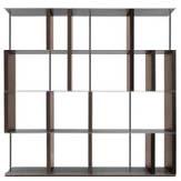 parete. Finiture: Interno e ripiani laccato opaco; esterno rovere Therm, laccato opaco. Wooden modular wall bookcase.