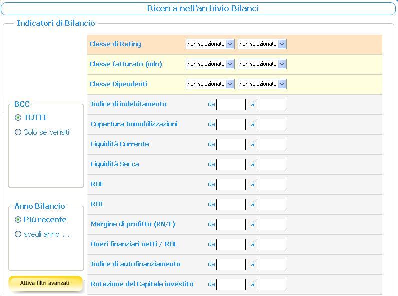 e per indicatori di bilancio, utilizzando la maschera che segue.