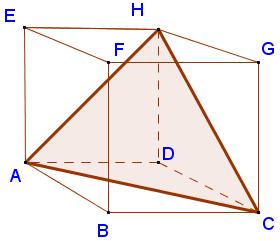 Sezione Geometria: C4 C4 In figura è rappresentato in prospettiva un cubo intersecato da un piano passante per i vertici AHC. Il triangolo AHC è A. rettangolo B. isoscele ma non equilatero C.