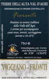 AZIENDAAGRICOLA FIORENTI TERRE DELL ALTA VAL D AGRI Terre dell'alta Val D'Agri DOC Merlot 50% Cabernet 30% Altri 20% 6.