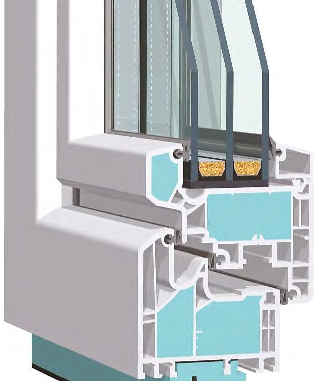 Sistema passivo in Pvc HX9P Telaio spess. 80mm. coibentato in 2 camere Anta spess. 95mm.