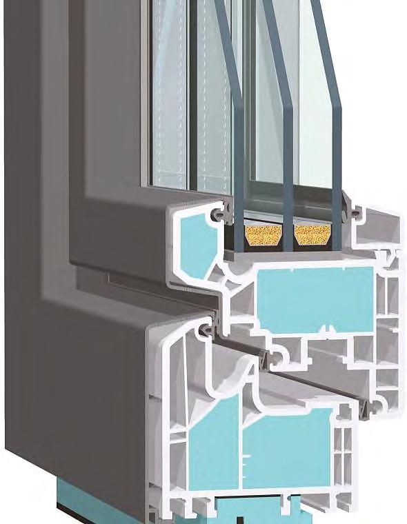 Sistema passivo in Pvc/alluminio H39P Telaio spess. 80mm. coibentato in 2 camere Anta spess. 95mm.