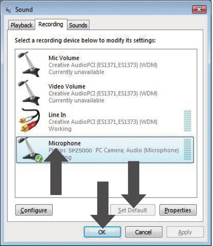 Per Windows Vista : 1 Sul PC/notebook, fare clic su Start > Pannello di controllo. 2 Fare clic su Hardware e Suoni. 3 Selezionare Suoni.