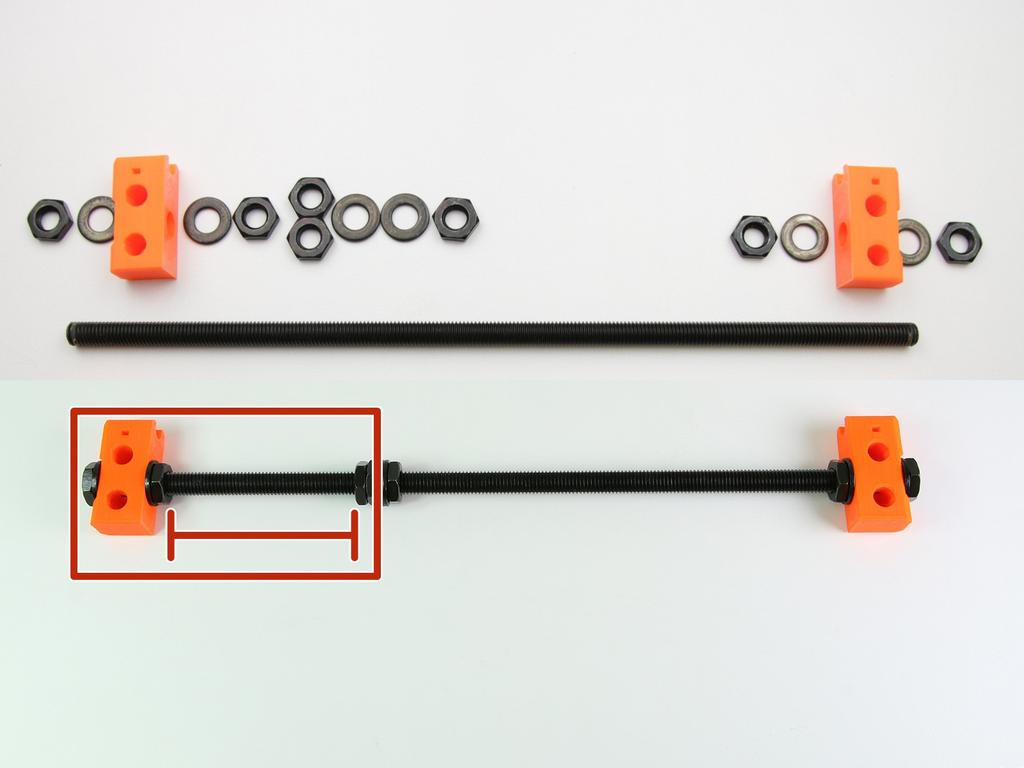 Step 4 Assemblare l'asse Y Utlizza dadi M10n, rondelle M10w e sbarre filettate M10 Avvita i dadi e posiziona le