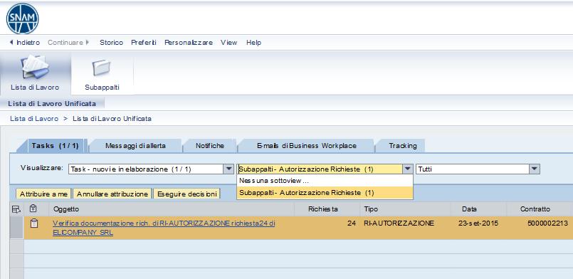 Validazione documentazione Selezionare il menù Lista di Lavoro in automatico vengono visualizzate le attività da processare: possono far