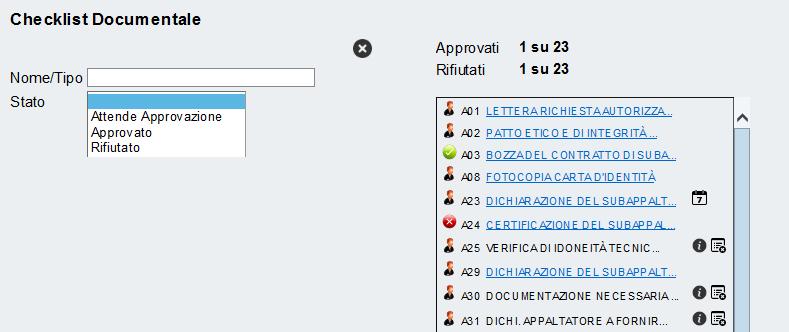 Validazione documentazione Selezionando l icona è