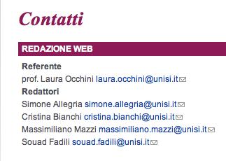 I contatti della redazione web sono reperibili in fondo alla pagina Fig.