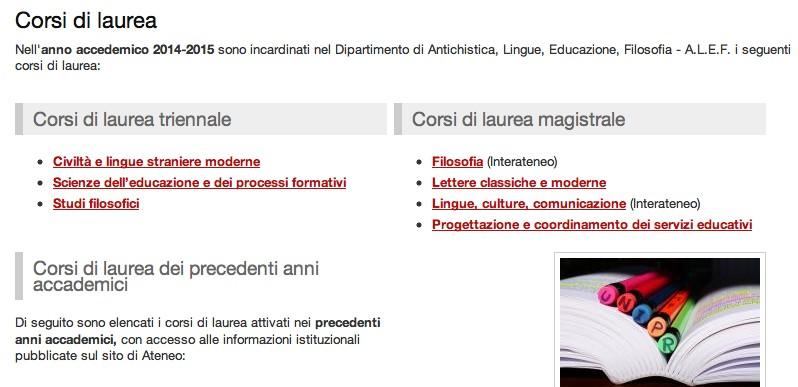 Non è prevista una sezione diretta nell'home page riguardo bandi e concorsi.