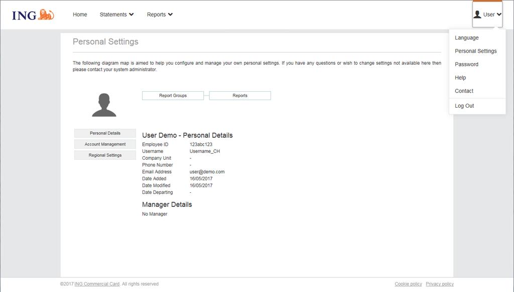 visualizzare le tue Impostazioni Personali - Personal Settings, cambiare la tua Password e selezionare la tua preferita Lingua.