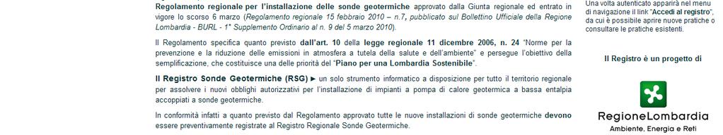 riferimento Per accedere al RSG è necessario in