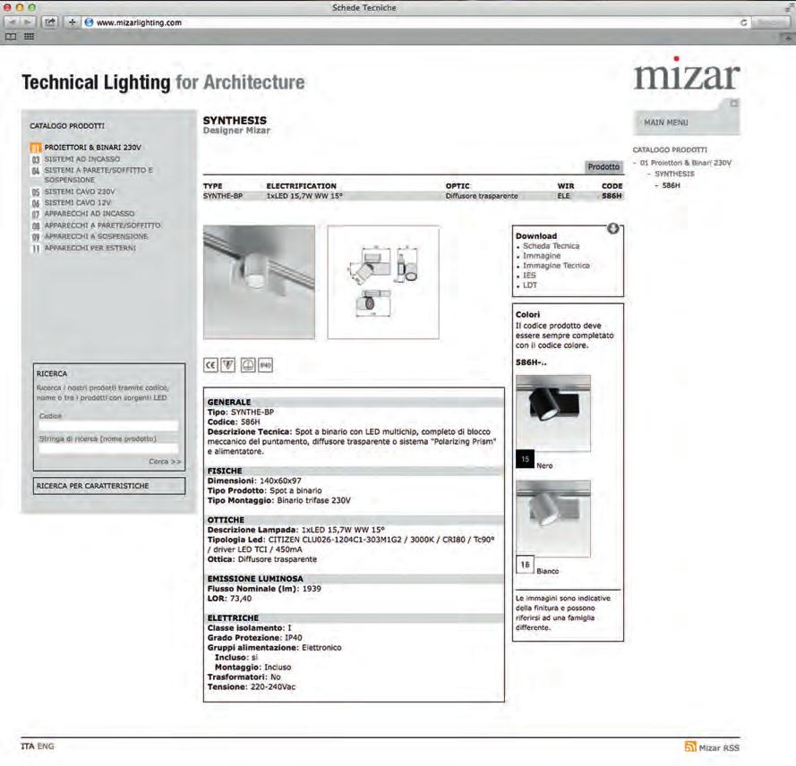 MIZAR LIGHTING 3 GUIDA ALLA CONSULTAZIONE DELLA SCHEDA TECNICA NEL WEB WEB TECHNICAL SHEET REFERENCE GUIDE 1 2 3 4 5 6 7 8 9 10 11 1 Nome prodotto Product name 2 Foto del prodotto Product image 3