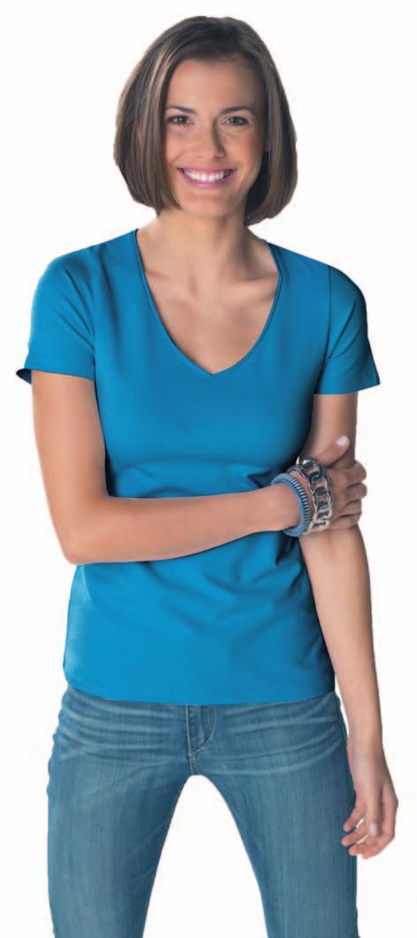 HA7110 HA7010 19 Women s V-neck 100% cotone, T-shirt sfiancata con cuciture laterali