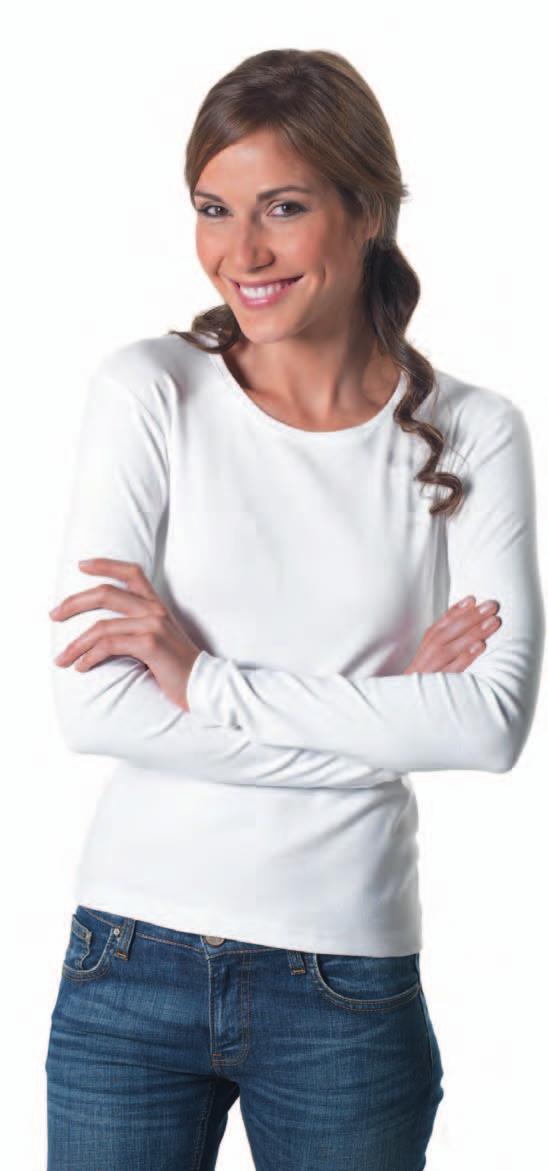 ST2140 Comfort femme T-shirt girocollo maniche lunghe, 100% cotone filato