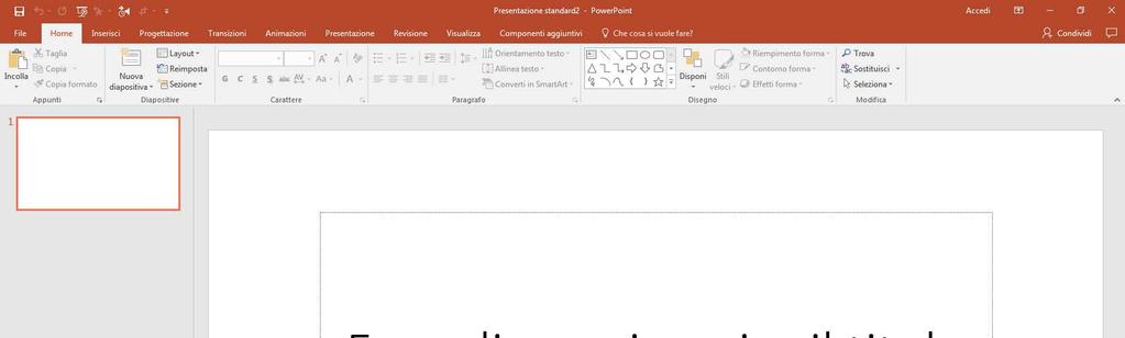 Venerdì, 21 luglio 2017 Autore: Ufficio Sviluppo Personale Pagina 2/8 A) Desktop di PowerPoint 2016 BARRA DI