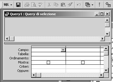 con il comando Nuovo o Crea una query in visualizzazione struttura arrivare ad aprire il pannello Query di