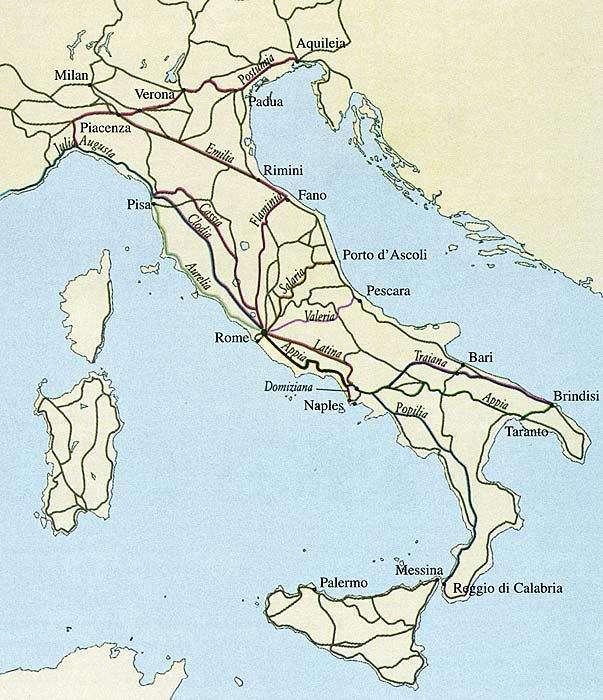 La collocazione geografica di Verona: all incrocio di importanti strade Evidenzia sulla carta le strade che passavano per la città di