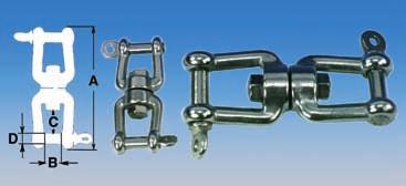 i Ancore-catene Giunti e girelle Giunti e girelle Anchors/chains Joints and swivels Joints and swivels GIRELLA JAW AND JAW SWIVEL Girella in acciaio inox a doppia forcella.