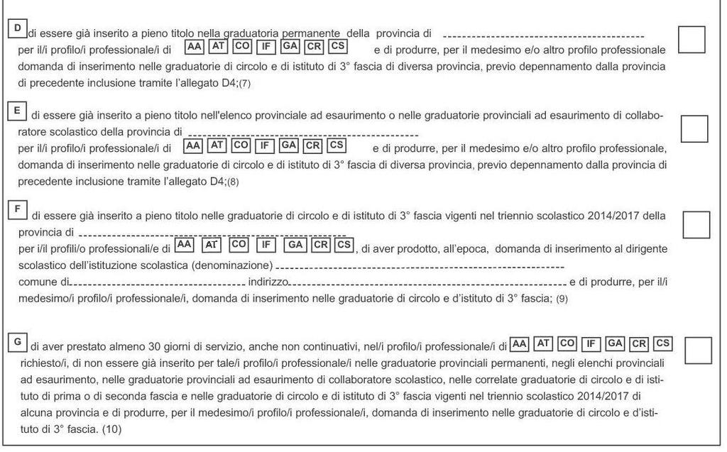 Pagina 2 Modalità di accesso (2) Questi casi sono particolari e quindi è opportuna una consulenza specifica Barrare le caselle relative alla propria specifica situazione: Le caselle D ed E sono