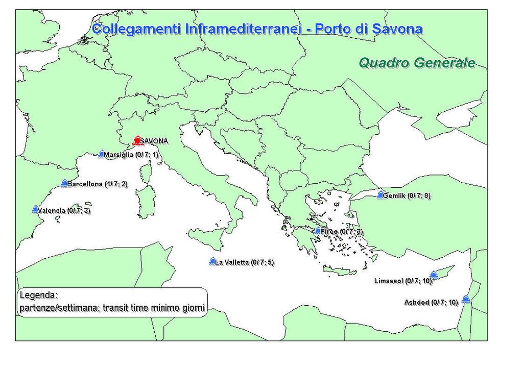 Figura 1 Collegamenti inframediterranei dal Porto di Savona Sviluppo del