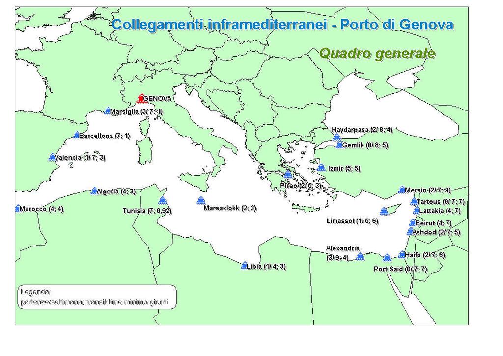 Figura 2 Collegamenti inframediterranei dal Porto di