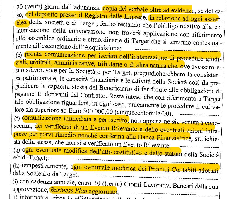 56 I covenants nei finanziamenti a medio-lungo termine Esempio Estratto