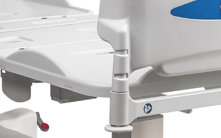 Patient surface height 42 cm, excellent. performance given that the bed is made out with telescopic height adjustment columns and integrated scale system.