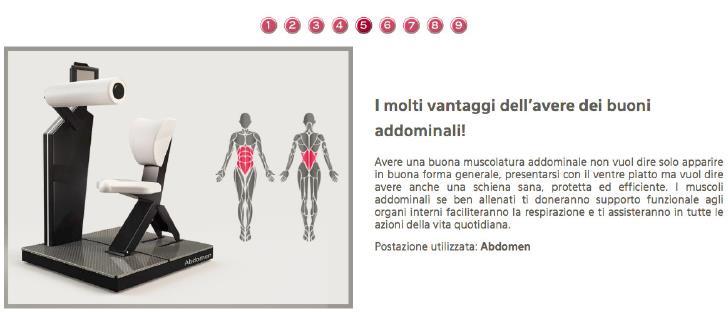 CIRCUITO HUR: MACCHINA N 5 ABDOMEN Tutti i muscoli addominali La buona muscolatura addominale è la base per il supporto di tutto il corpo NUMERO DI ESERCIZI: 4 1 ABDOMEN: con la faccia rivolta verso