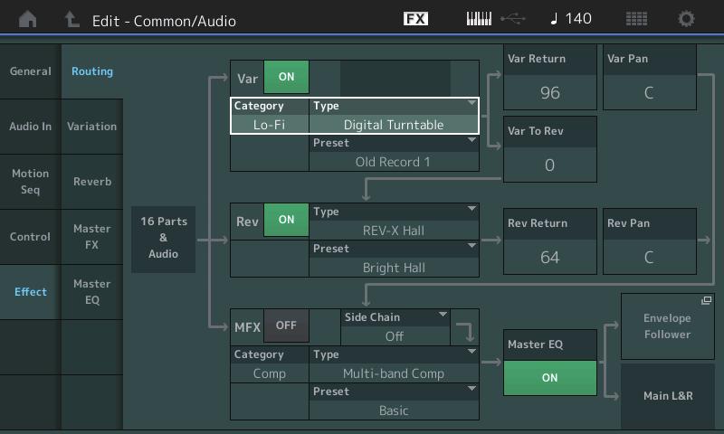 Normal Part (AWM2) Drum Part Normal Part (FM-X) /Audio MS Hold (numero di controllo mantenimento sequencer di movimenti) Determina il numero di Control Change generato mediante il pulsante [MOTION S