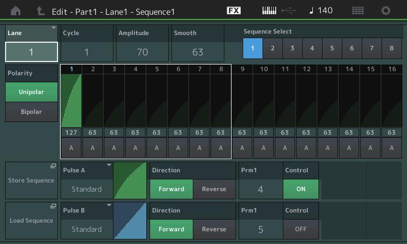 Normal Part (AWM2) Drum Part Normal Part (FM-X) /Audio Edit Sequence Richiama la schermata di impostazione di uence.