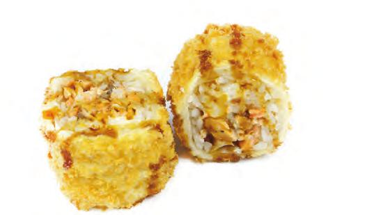Sfoglia di riso con salmone e Philadelphia avvolto da una croccante tempura 36.