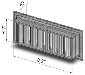 CP100 - serranda captatrice a pala unica SV con serranda captatrice a pala unica realizzata in acciaio zincato sendzimir con apertura a compasso regolabile manualmente dalla parte frontale della