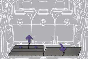 69 SEDILI DELLA 3ª FILA (7 POSTI) Pianali pieghevoli Per posizionare un sedile Per riporre il sedile I due pianali rigidi pieghevoli, solidali con il veicolo, coprono i due sedili della 3ª fila