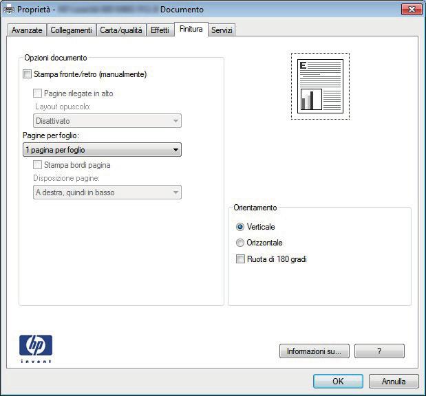 disabilitata. 1. Nel menu File del programma software, fare clic su Stampa. 2.