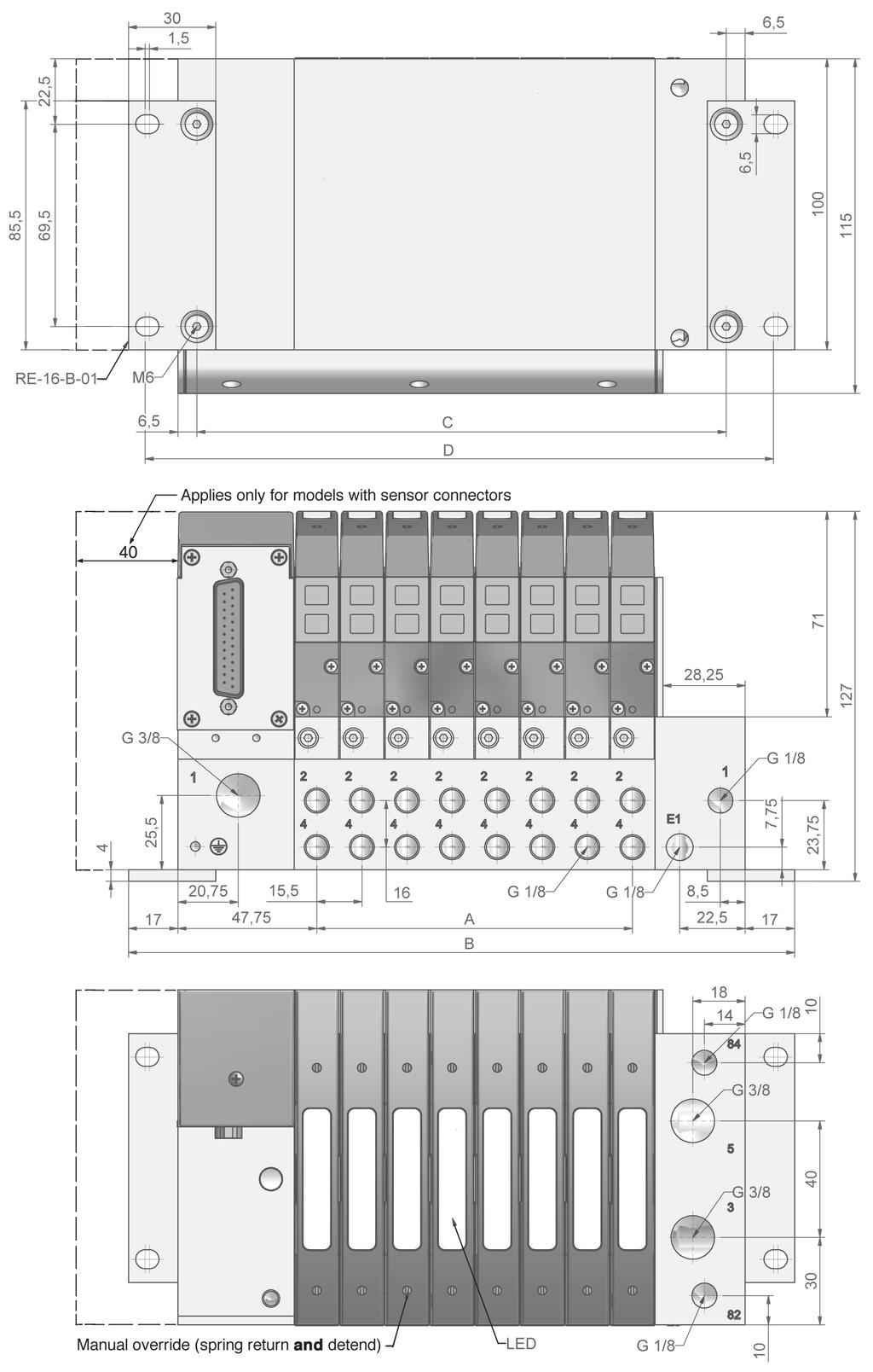 Multipolare, Interfaccia-AS o Fieldbus, 4 24 posizioni G 1/8, 900 Nl/min (0.