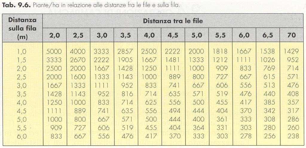 Densità di piantagione La densità di piantagione (numero di alberi/ha) varia da 200-300 negli impianti tradizionali a 1000-3000 negli impianti intensivi (1.000-2.