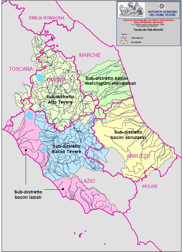 Regioni interessate: Abruzzo, Emilia Romagna, Lazio, Marche, Molise, Toscana, Umbria Superficie del distretto