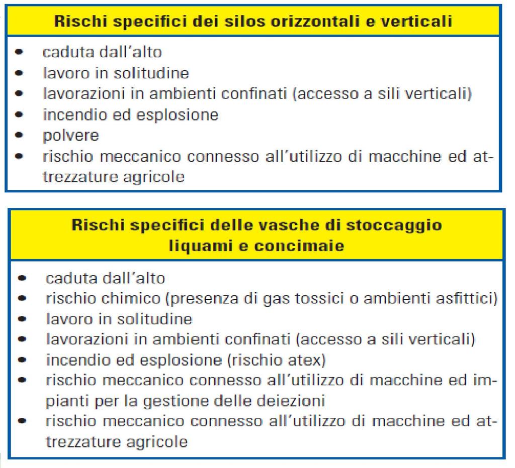 Altri fattori rischio SILOS ORIZZONTALI E VERTICALI VASCHE DI