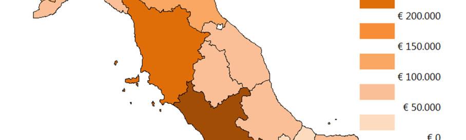 TAB. A.3.5.1.b CTP aggregate per regione Valore della controversia - 2016 Valore in euro dei pervenuti per scaglioni CTP aggregate 0-20K 20K-100K 100K-1M 1M-10M >10M Indet. Abruzzo 7.544.424 25.111.