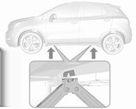 Controllare che il martinetto sia in posizione corretta sotto il relativo punto di sollevamento del veicolo.